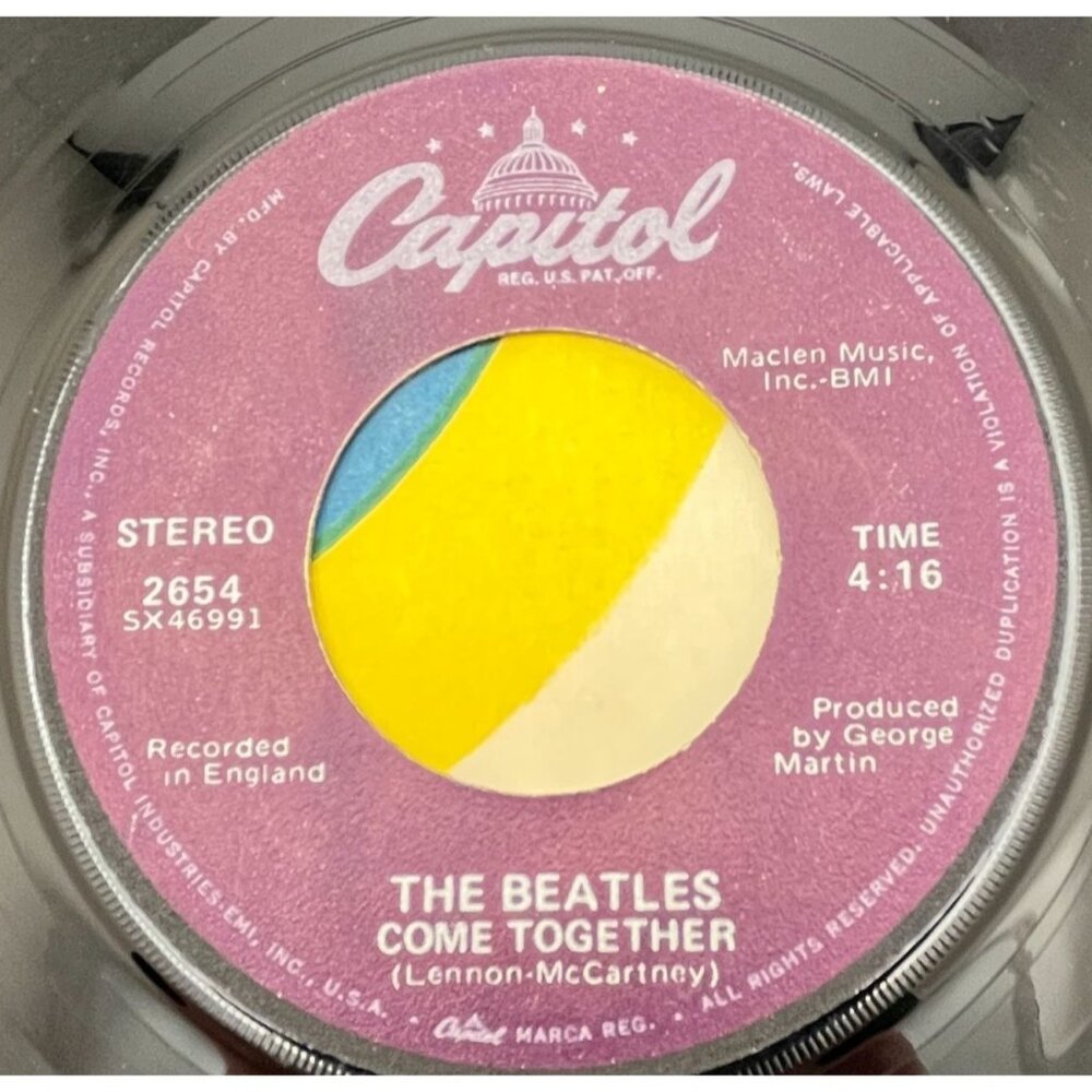 The Beatles Come Together / Something 45 Rock Purple Label Capitol 2654